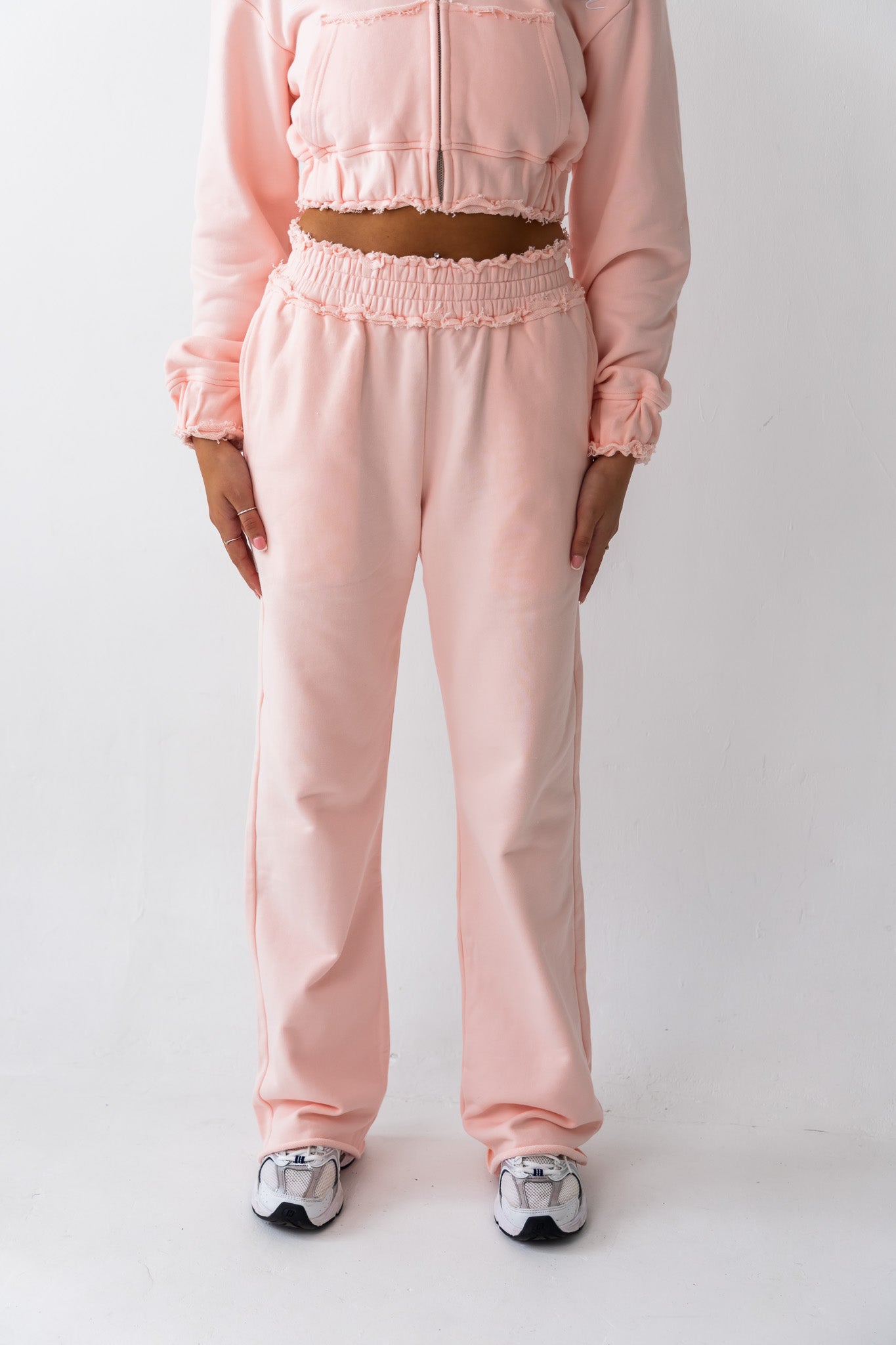 Powder Pink Distressed Joggers