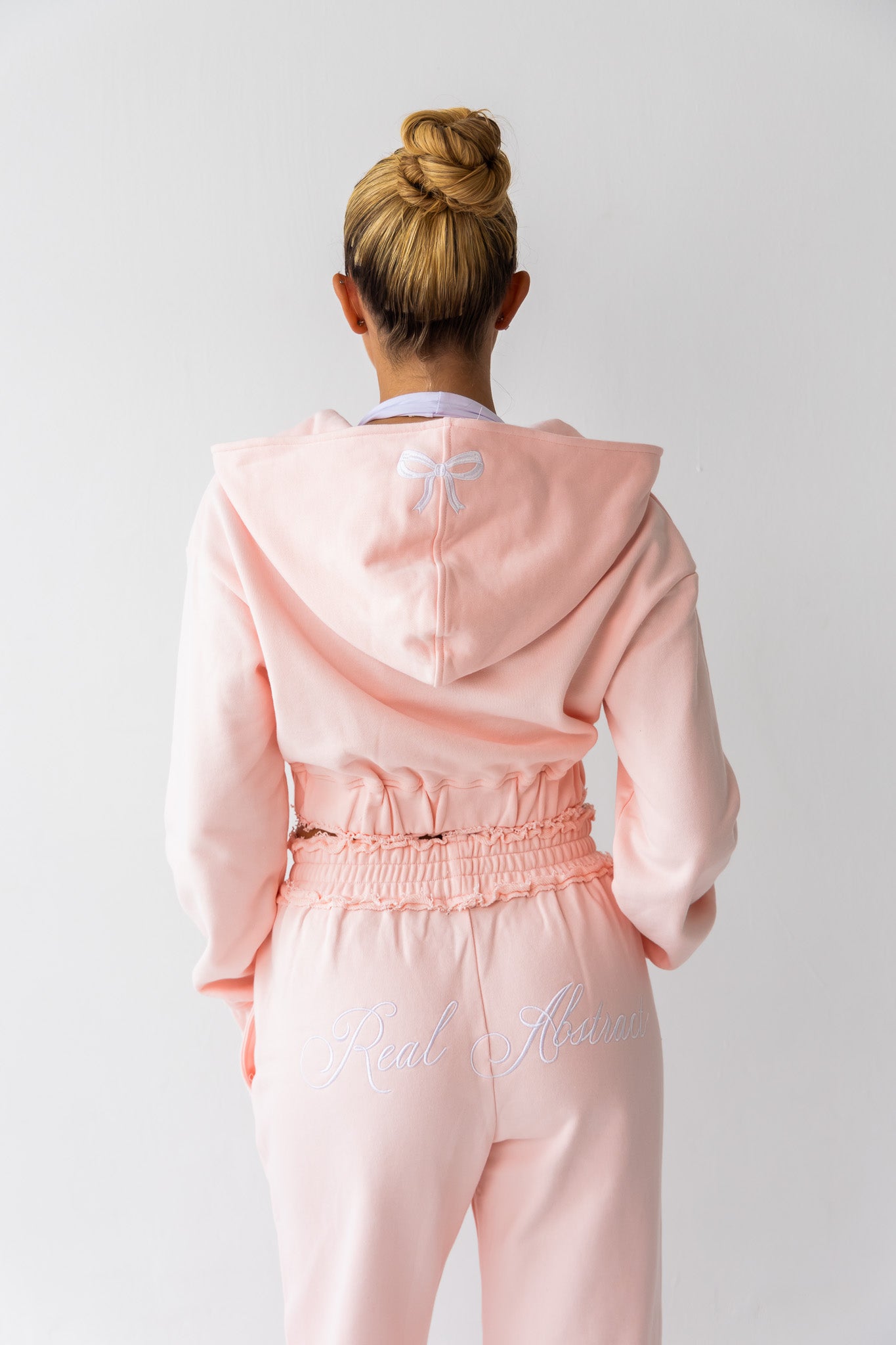 Powder Pink Distressed Zip Hoodie