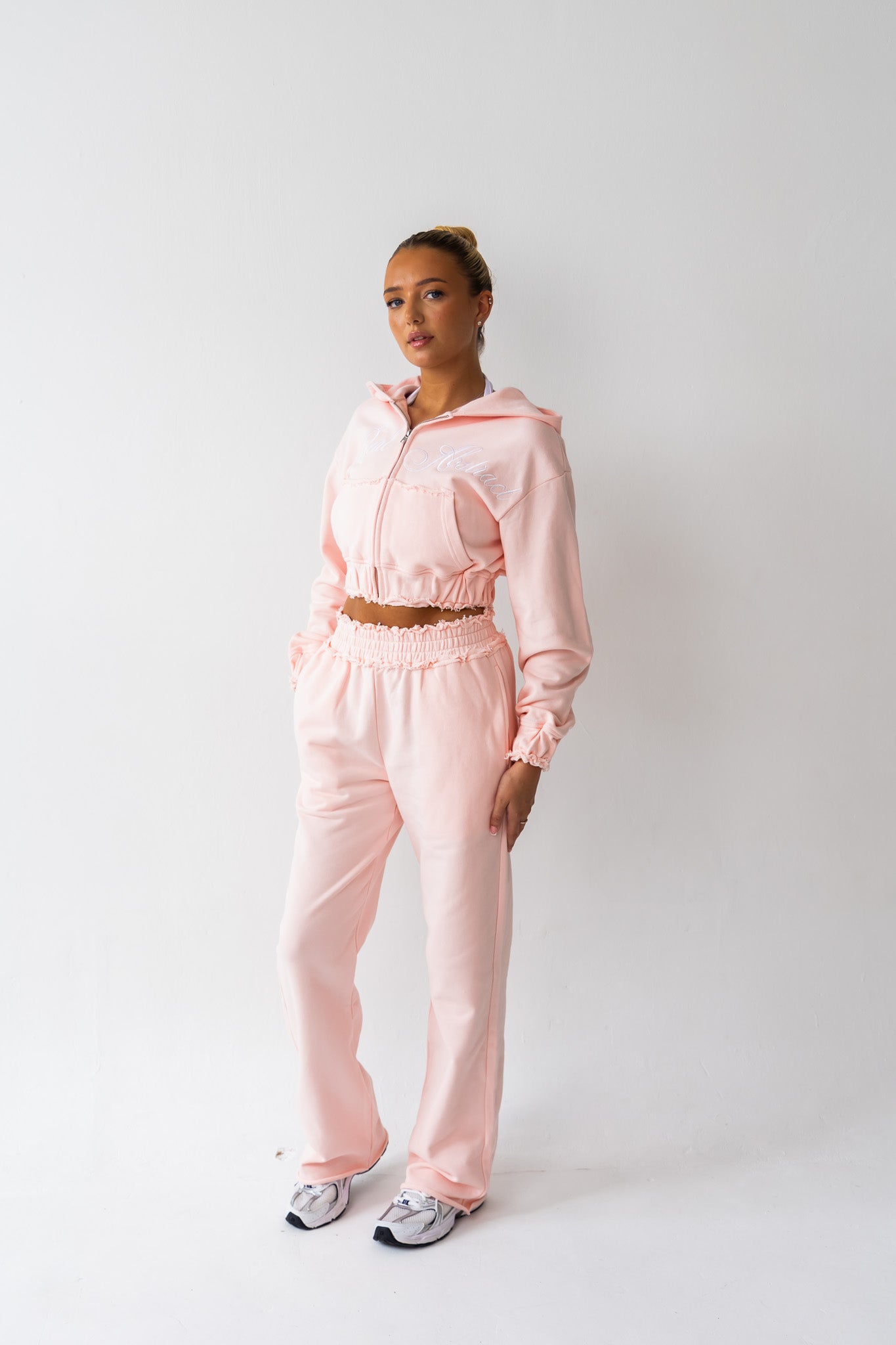 Powder Pink Distressed Joggers