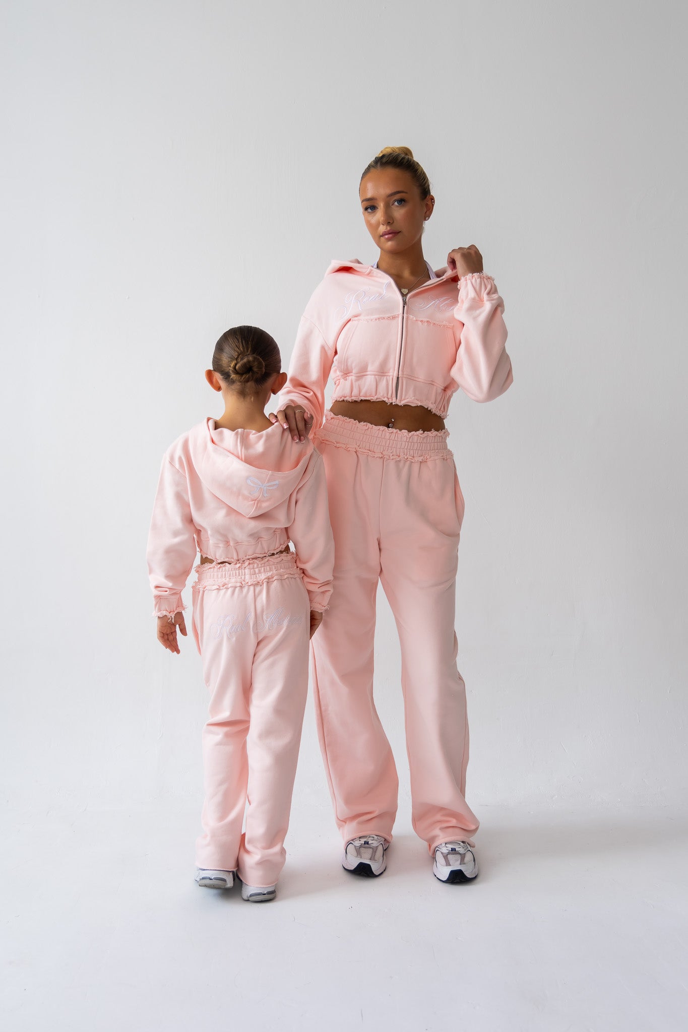 Powder Pink Distressed Zip Hoodie