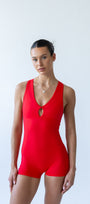 Red contour scrunch unitard