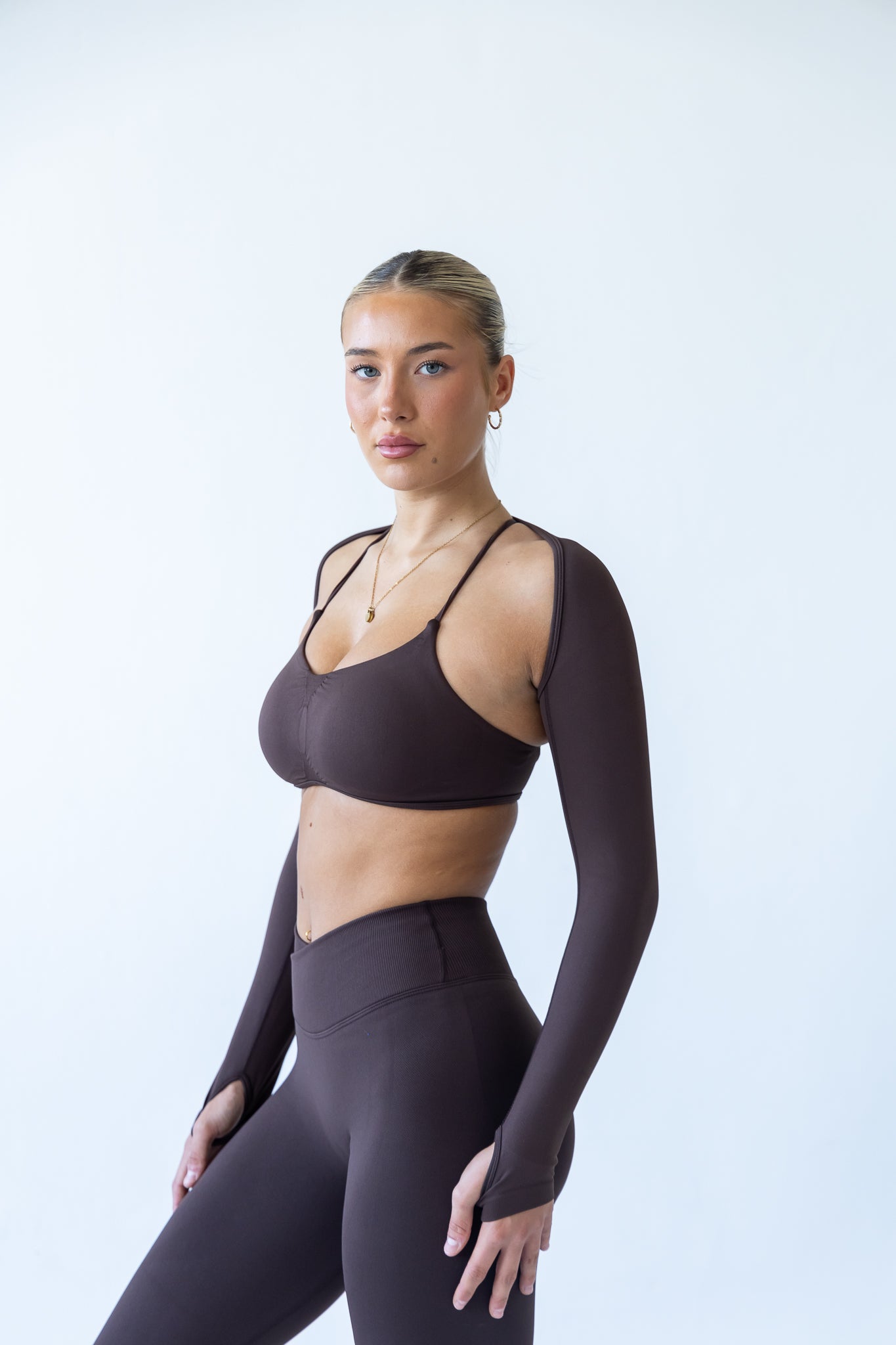 Chocolate Soft Motion Bra With Sleeves