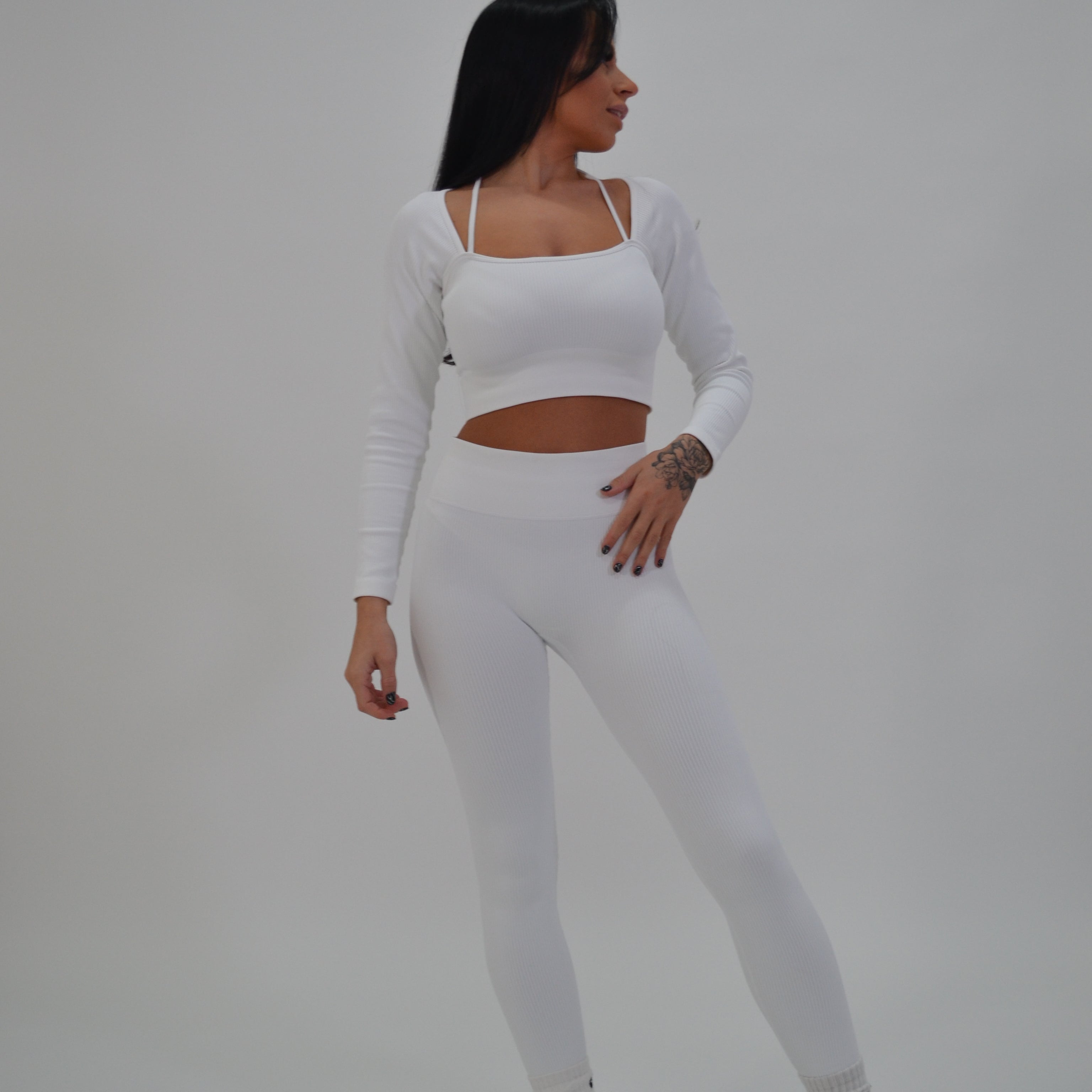Contour Ribbed Leggings - White