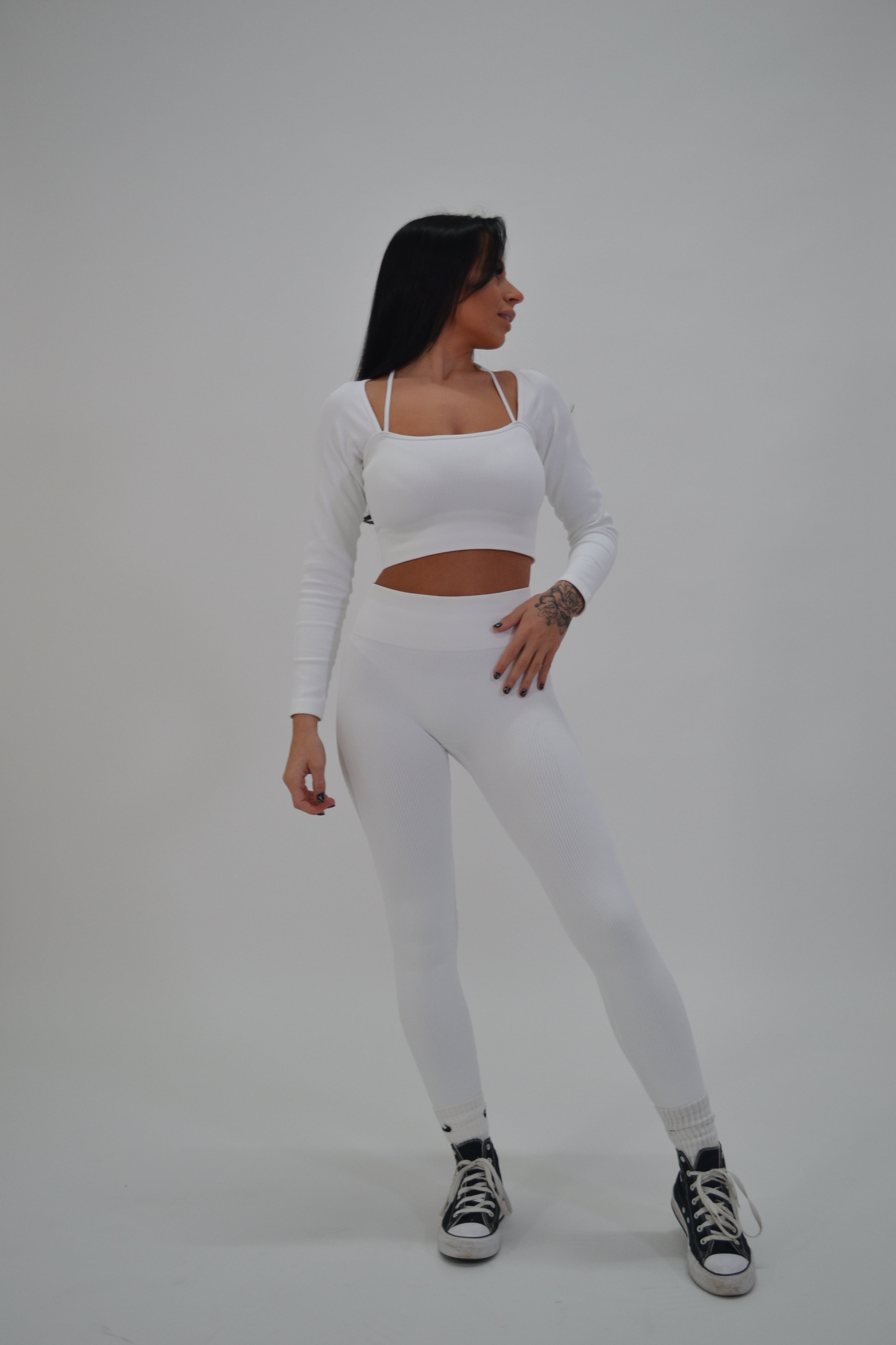 Contour Ribbed Leggings - White