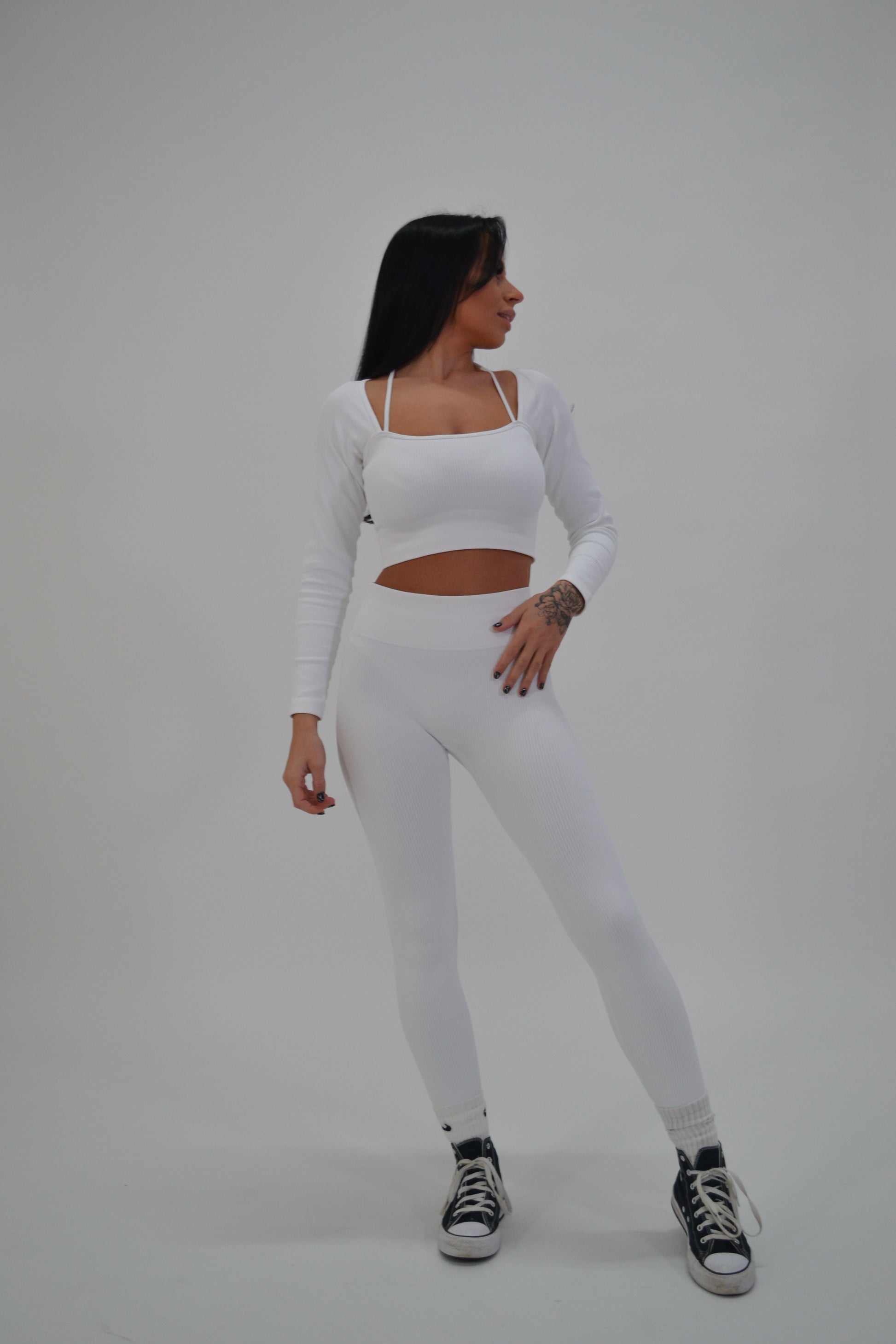 Contour Ribbed Leggings - White