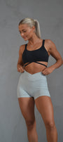 Dove Grey Cross Waist Band Seamless Shorts