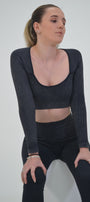 Sculpt Long Sleeve Crop - Black