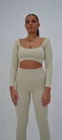 Sculpt Long Sleeve Crop - Beige