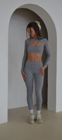Grey second skin sleeves and crop
