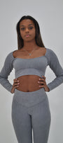 Sculpt Long Sleeve Crop - Grey