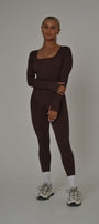 Brown Sculpt Ribbed Jumpsuit