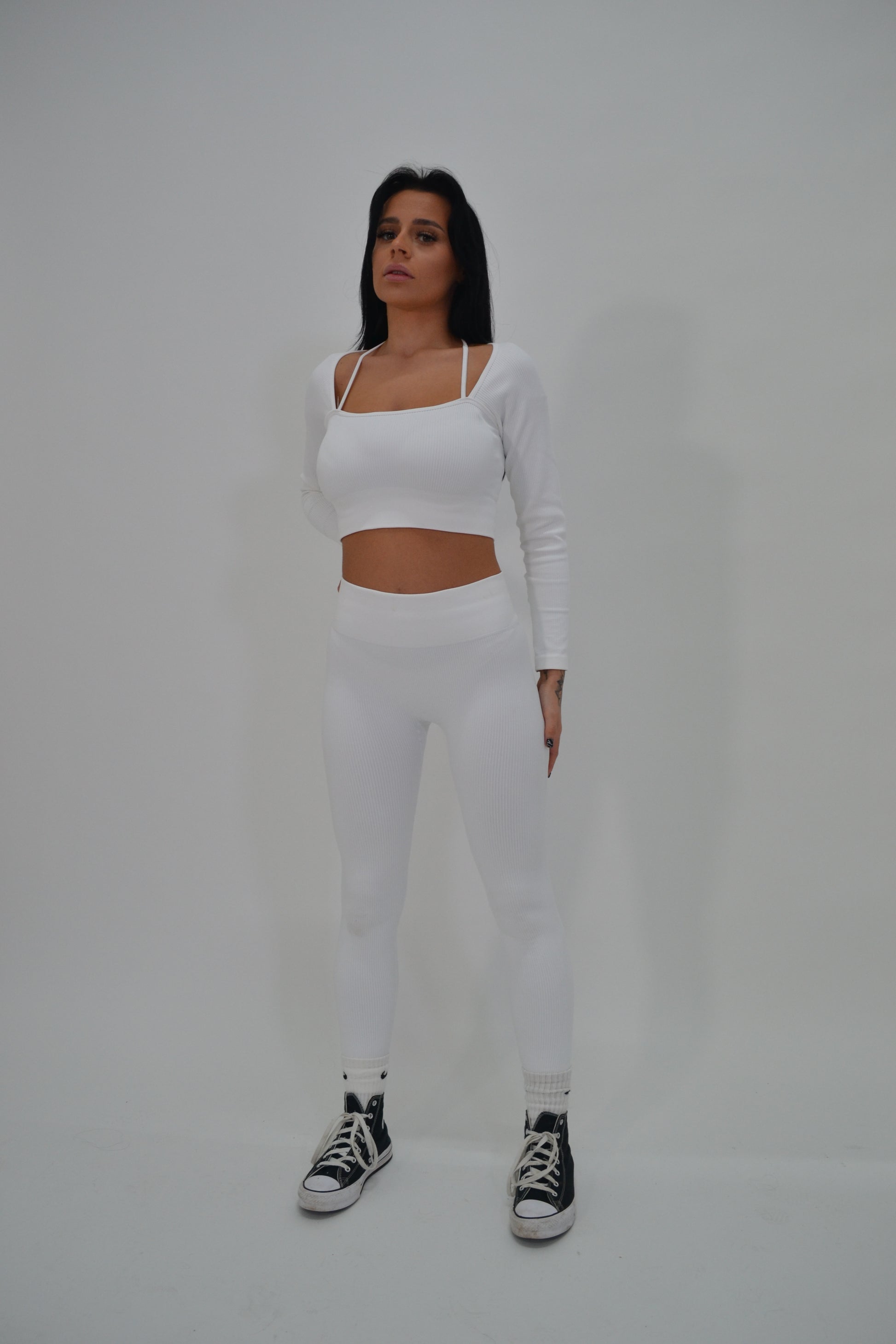 Contour Ribbed Leggings - White