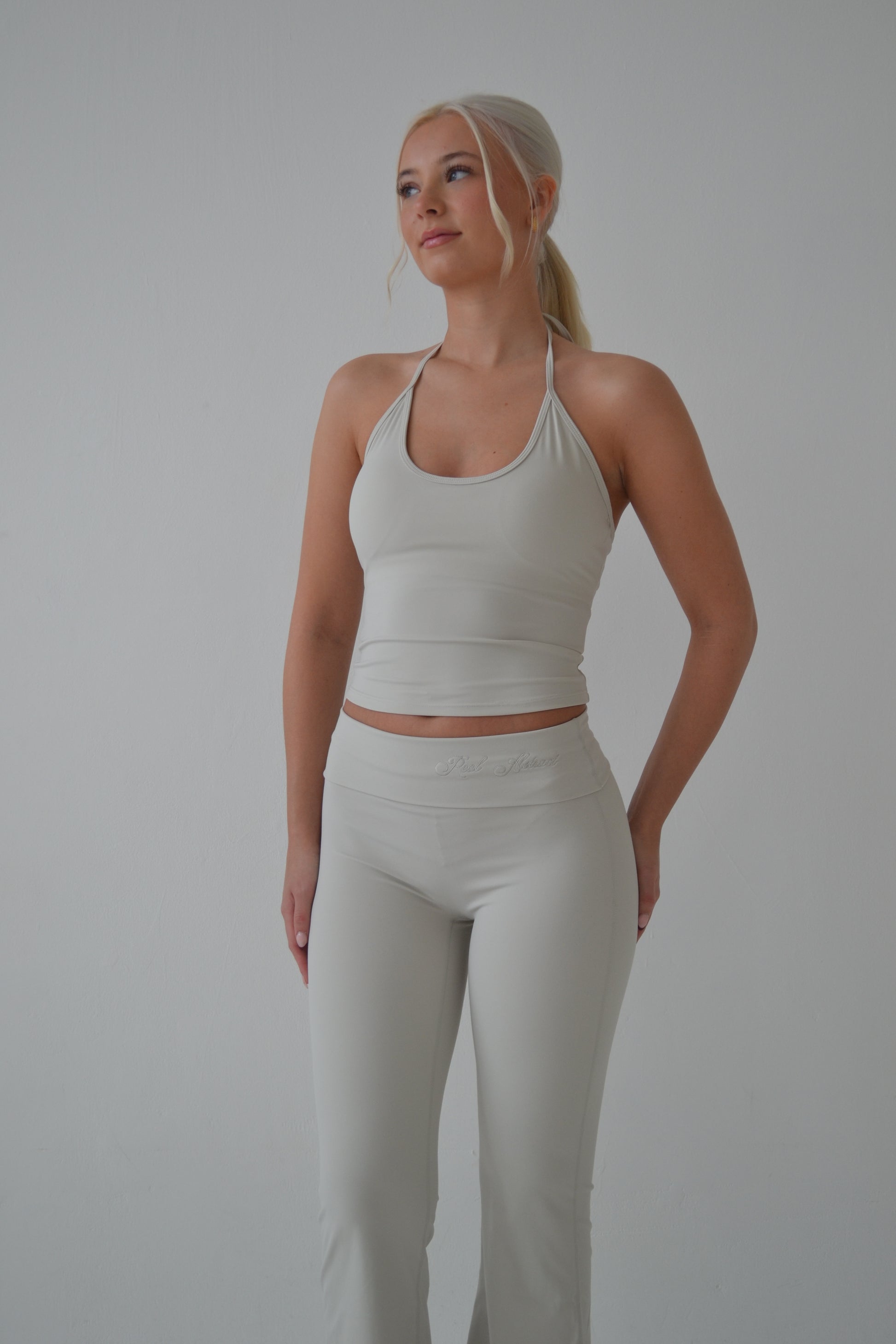 Cream halter neck crop