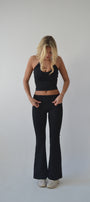 Black fold over waist flare