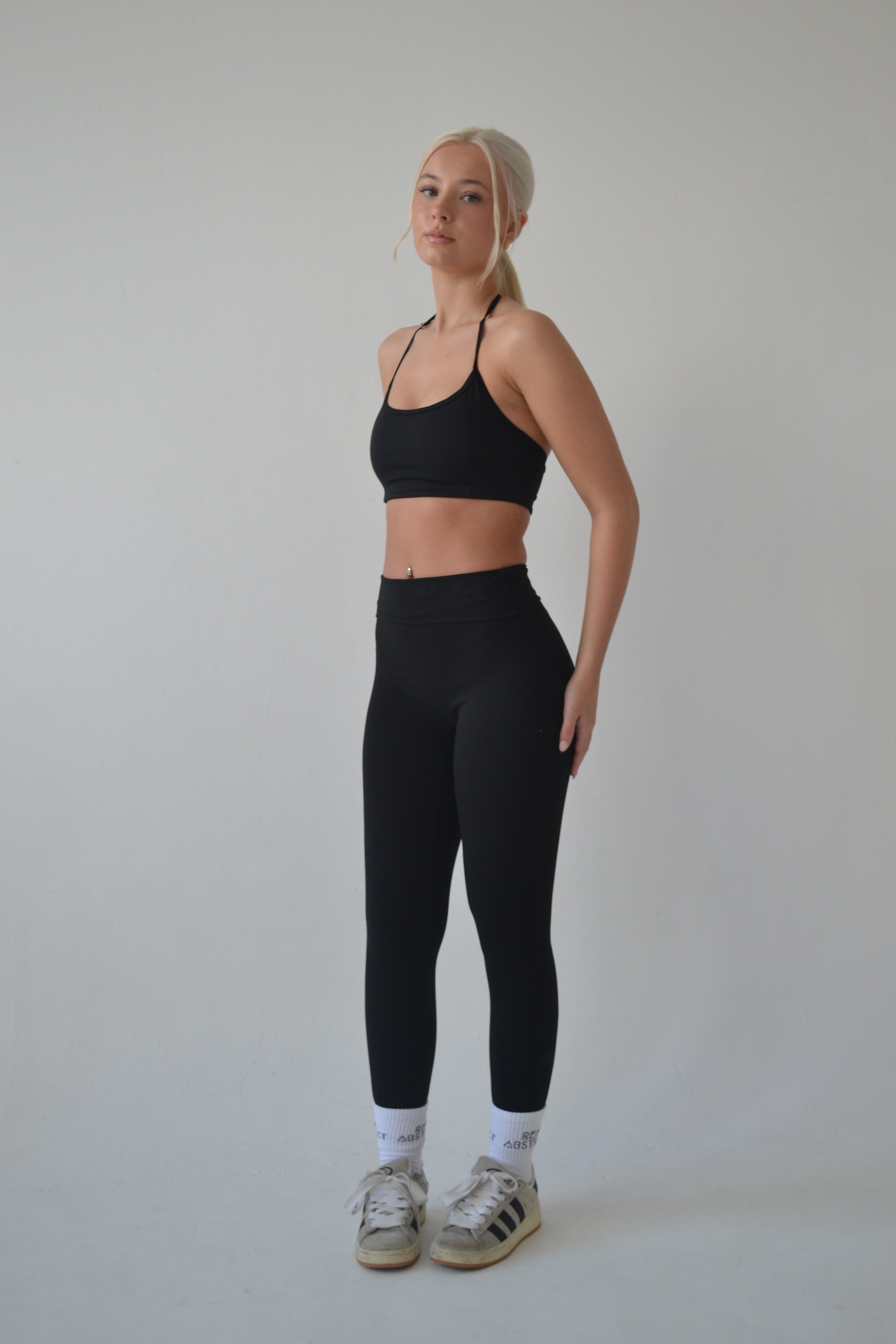 Black fold over waist leggings