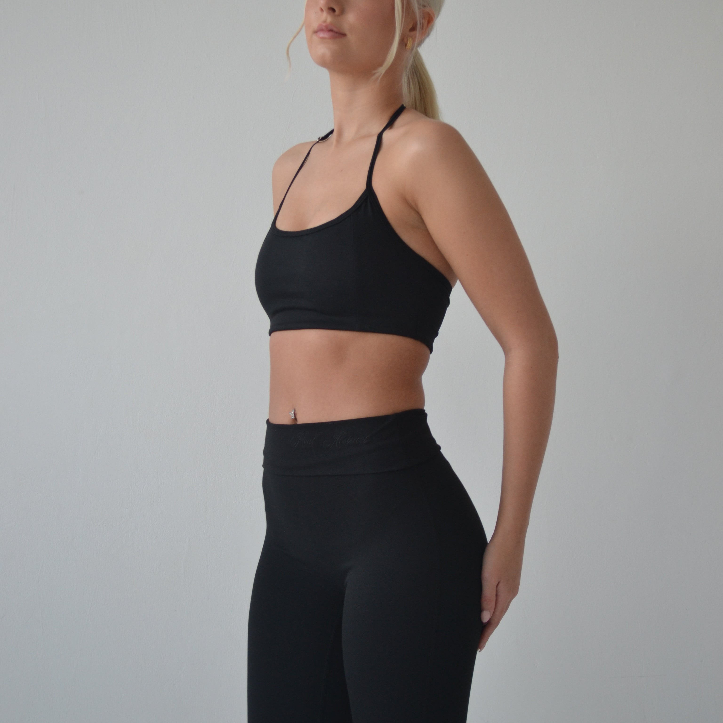 Black fold over waist leggings
