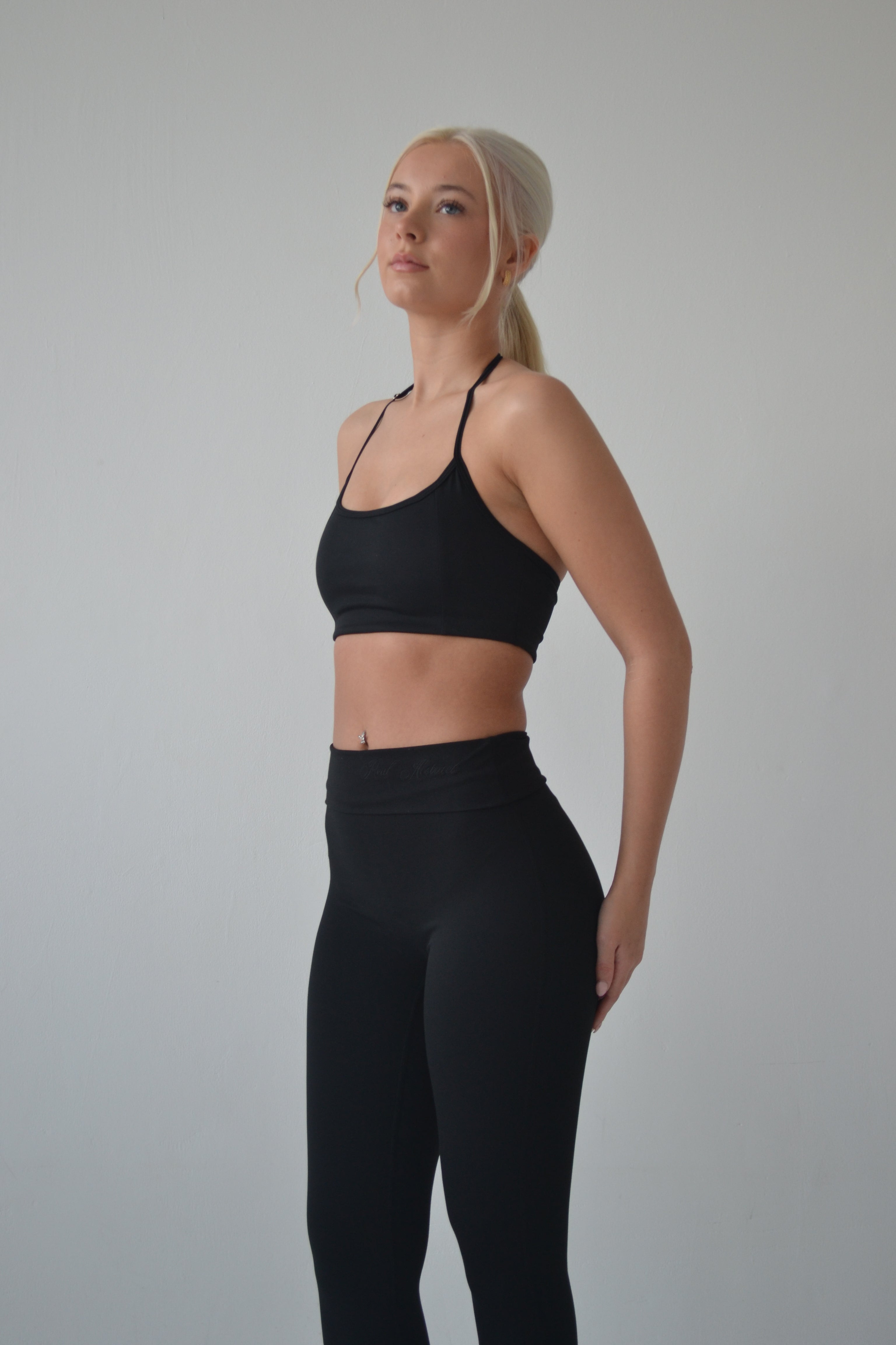 Black fold over waist leggings