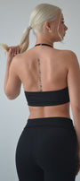 Black halter neck sports bra