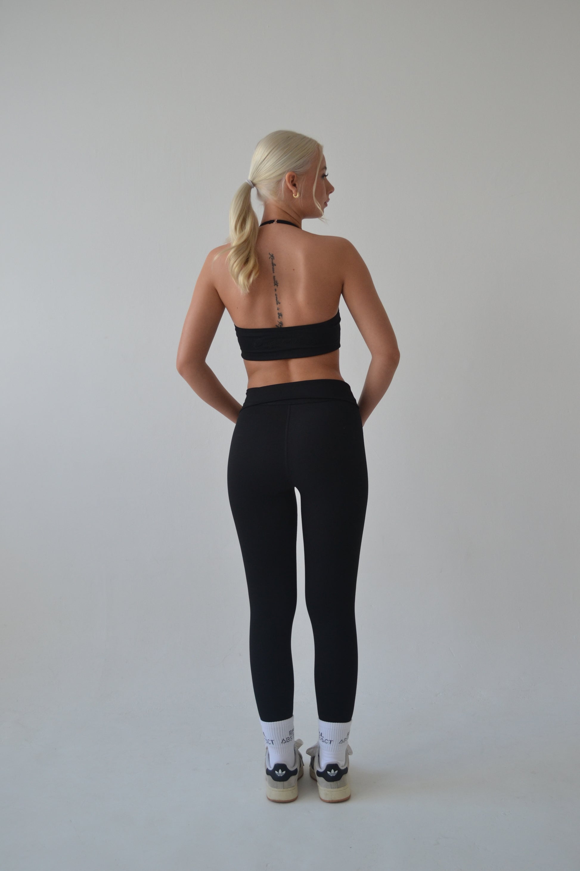 Black fold over waist leggings