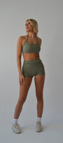Khaki fold over waist shorts