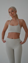 Cream fold over waist leggings