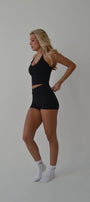 Black fold over waist shorts